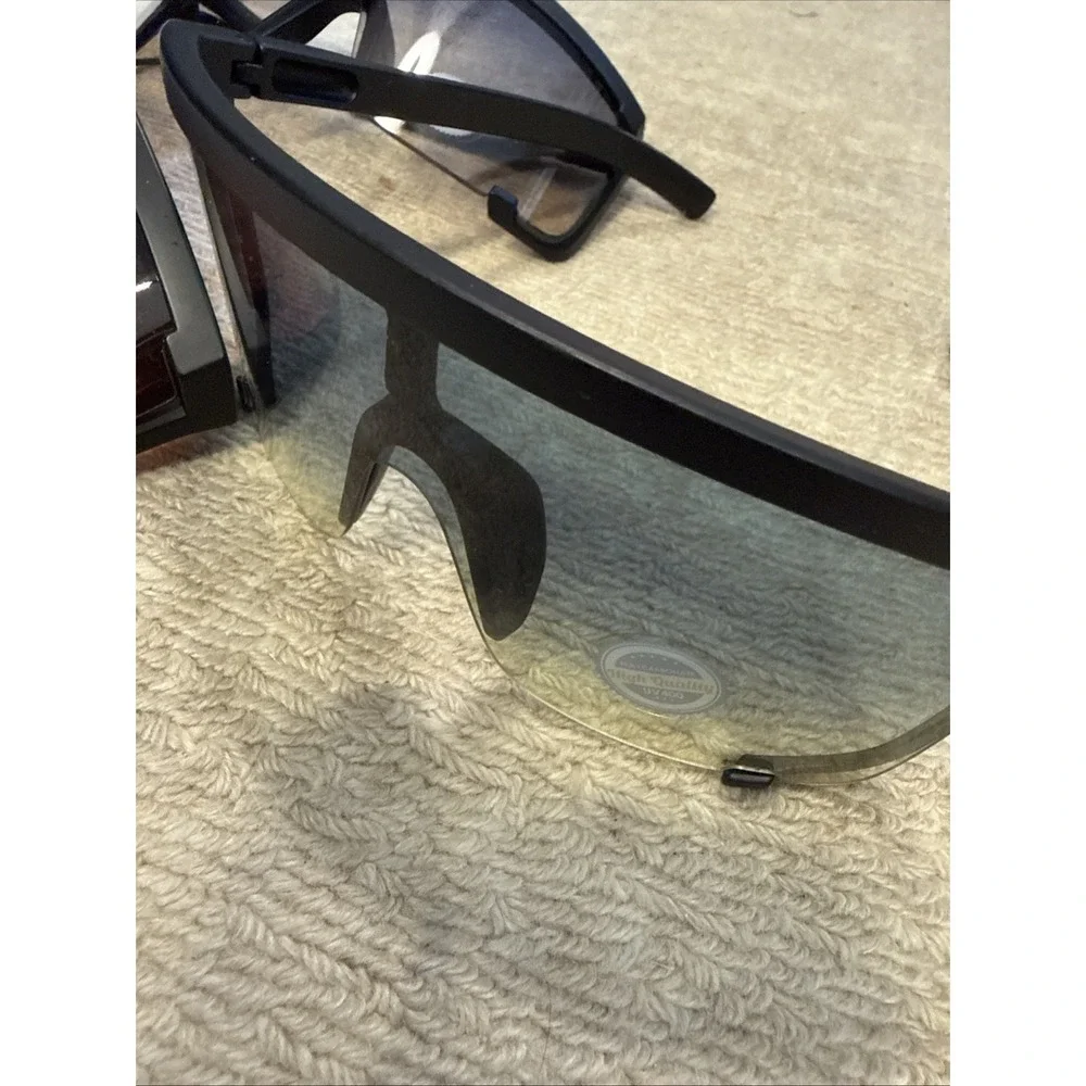 Lot of 3 - Assorted NEW w/TAGS Unisex Wrap Sunglasses Green, Red & Gray- Limited